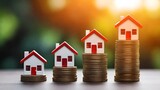 House on the stack of coins with blurred background, Property investment, and house mortgage financial concept, AI-generated