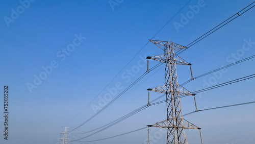 Electrical energy in nature clean energy concept and high voltage tower