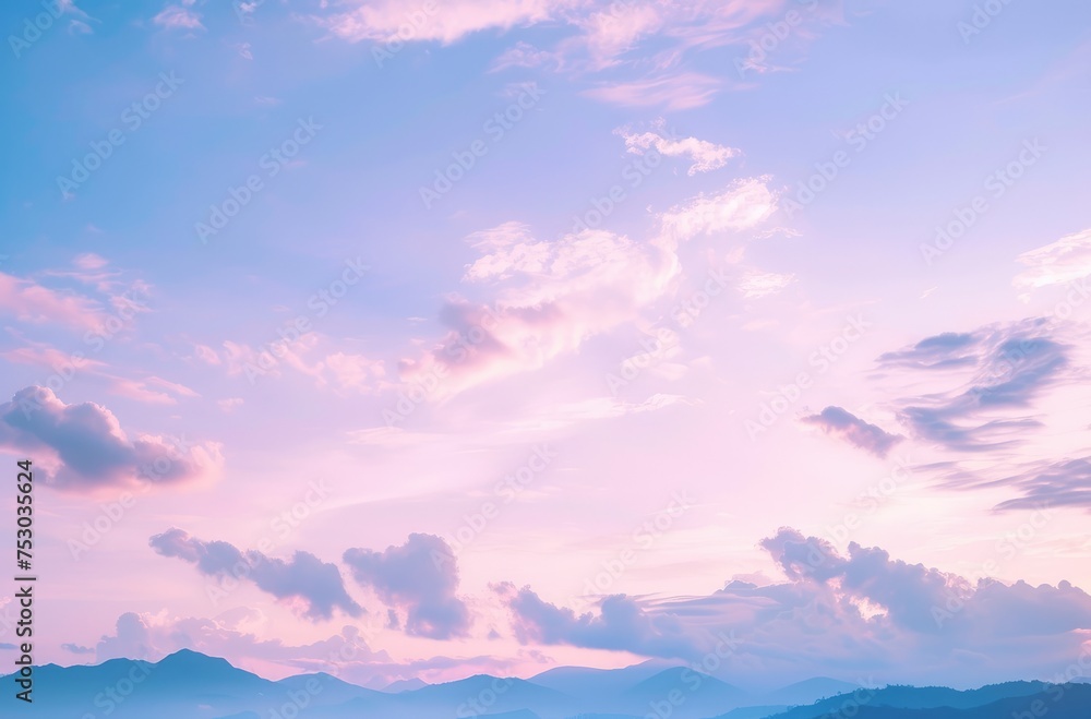 Serene Pastel Sky at Mountain Dusk Serene Pastel Sky at Mountain Dusk