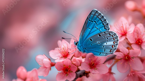 Beautiful butterfly on nature of monarch on flower on bright sunny day. © AIDesign