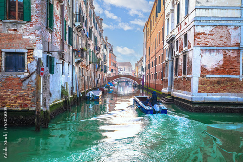 Turquoise channel in Venice architecture view