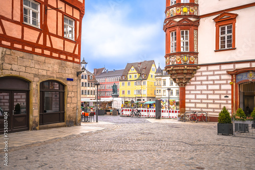 Historic town of Coburg main square Marktplatz colorful architecture view