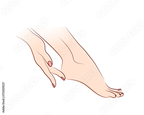 baby soft feet, heels, spa pedicure, toe nails polishing, foot care, beauty treatment in nail salon flat vector illustration