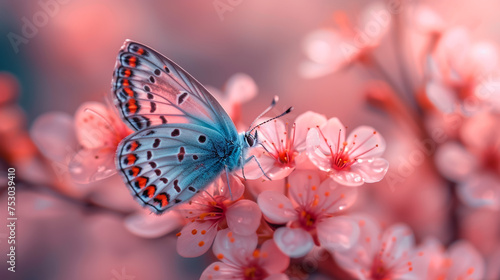 Beautiful butterfly on fresh spring flowers © Mujahid