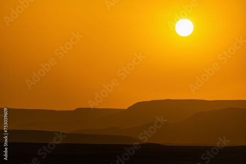 Sun setting over the desert in Luxor  Egypt