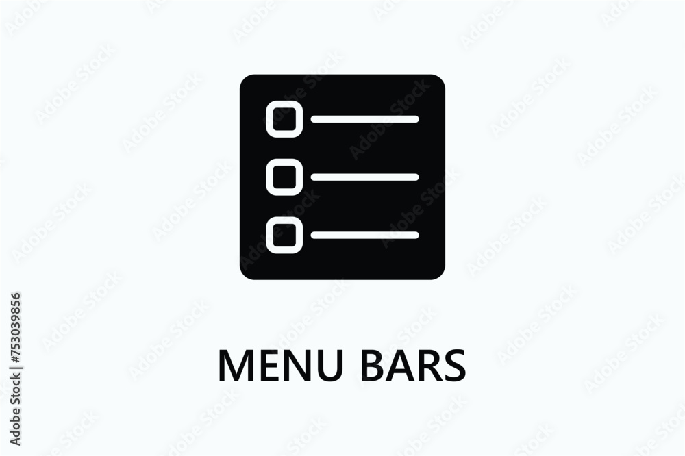 Menu bars icon or logo sign symbol vector illustration Menu bars icon or logo sign symbol vector illustration