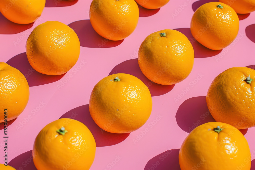 Stacked Oranges on Pink Surface Fresh Citrus Fruit Arrangement for Vibrant Background or Healthy Eating Concept Stacked Oranges on Pink Surface Fresh Citrus Fruit Arrangement for Vibrant Background or Healthy Eating Concept