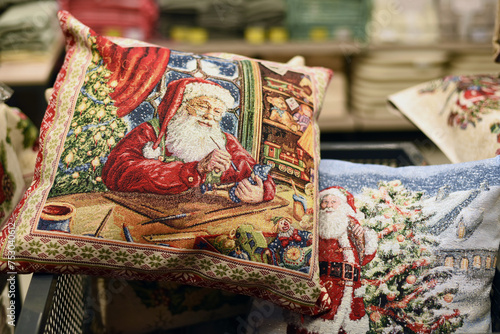 Beautiful Christmas pillows with Santa Claus.