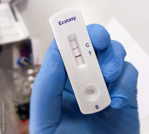 Rapid test kit or cassette for MDMA (Methylenedioxymethamphetamine) also known as Ecstasy. photo