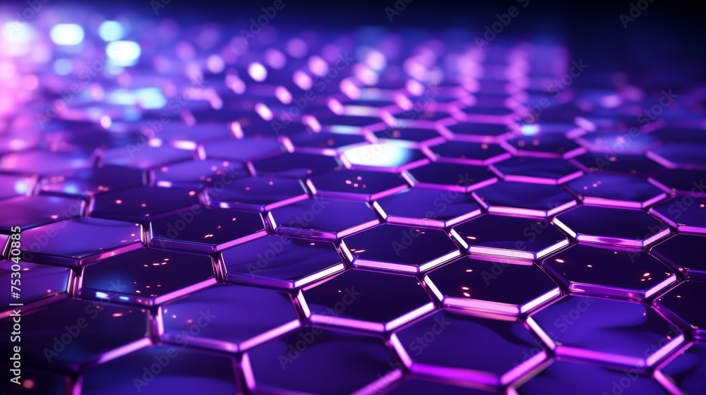 Blockchain network hexagonal shapes purple hue Blockchain network hexagonal shapes purple hue