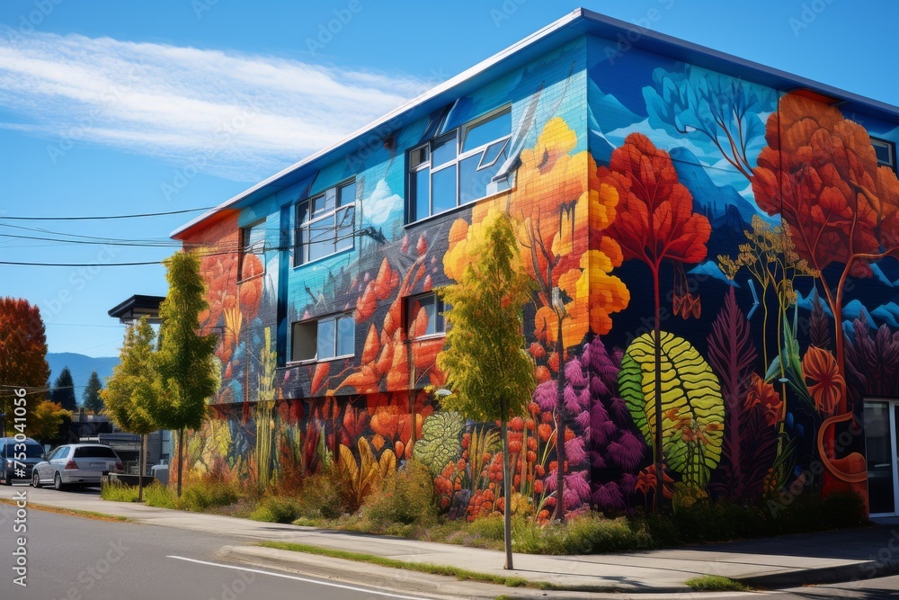 Obraz premium Climate action mural vibrant street art inspiring message