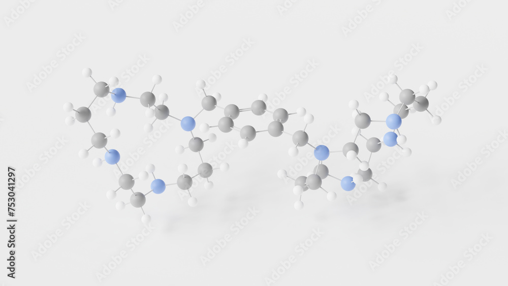 plerixafor molecule 3d, molecular structure, ball and stick model, structural chemical formula immunostimulant plerixafor molecule 3d, molecular structure, ball and stick model, structural chemical formula immunostimulant