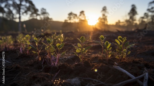 Drone reforestation seed pods dropping dawn light