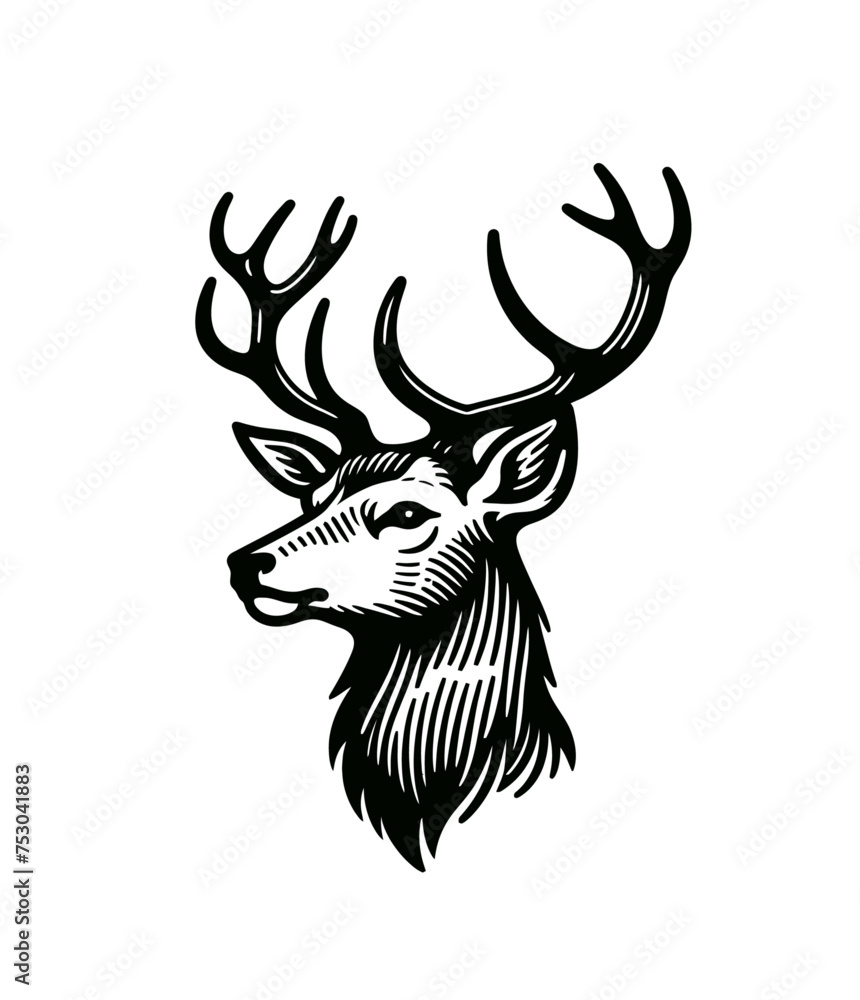 Deer head monochrome isolated vector illustration Deer head monochrome isolated vector illustration