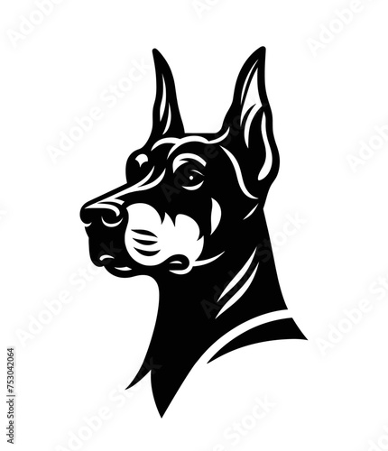 Doberman pincher breed dog. Isolated vector illustration