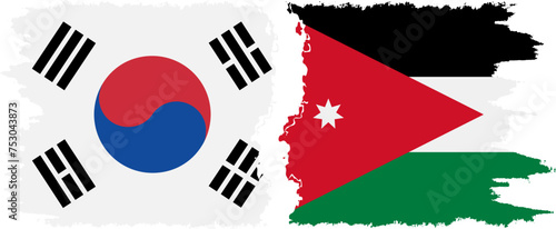 Jordan and South Korea grunge flags connection vector