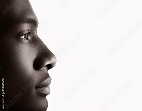Young black man profile, isolated on white © Allusioni