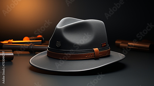 3d illustration of a fedora hat photo, generative ai photo