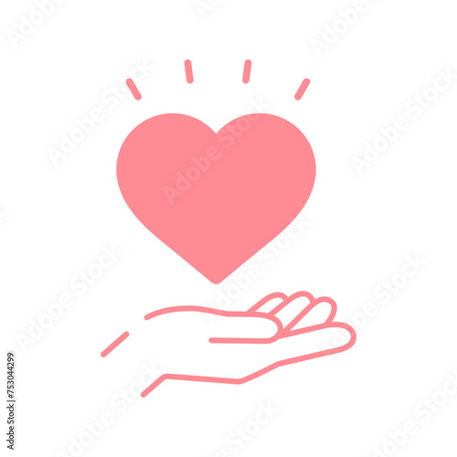 ハートを持っている人の手のアイコン - 恋愛･好き･ヘルスケアのイメージ素材
