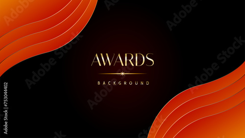 Red orange and golden awards graphics background. Elegant orange premium template design. Wedding invitation card. Engagement ceremony invite. Luxury premium corporate abstract design template.