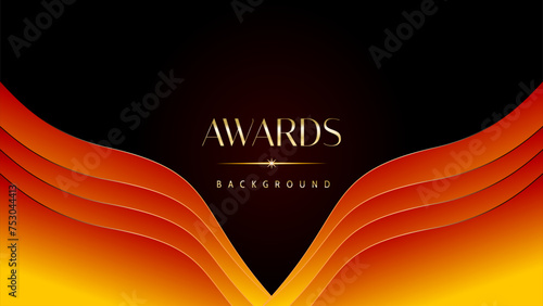 Red orange and golden awards graphics background. Elegant orange premium template design. Wedding invitation card. Engagement ceremony invite. Luxury premium corporate abstract design template.