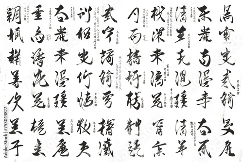 Traditional Chinese Calligraphy Characters Collection - Isolated on White Transparent Background