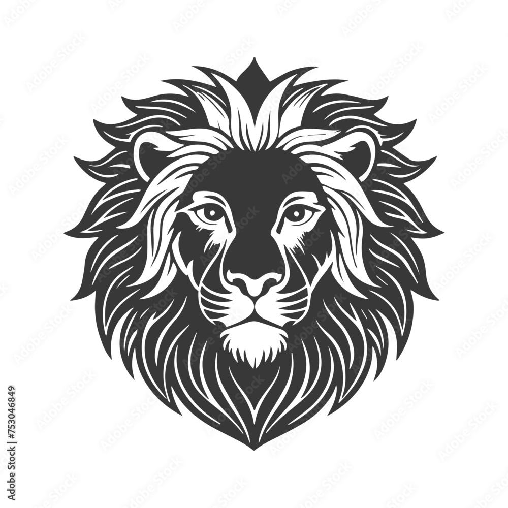 Leo zodiac sign. Lion's head. Black silhouette on a white background. Vector