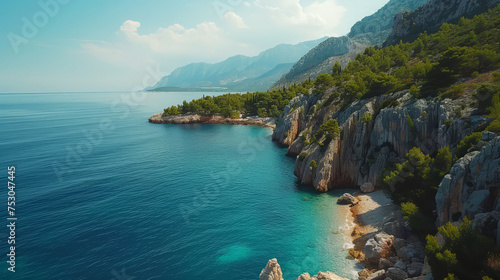 Scenic view of the Adriatic coast in Croatia with clear blue waters