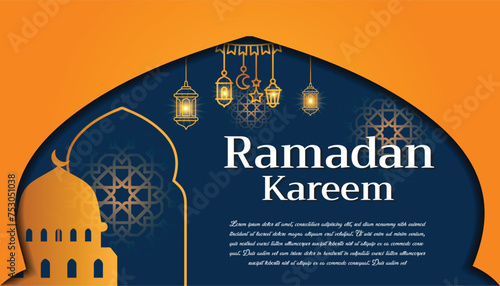 Vector Ramadan Kareem concept background with gradient color