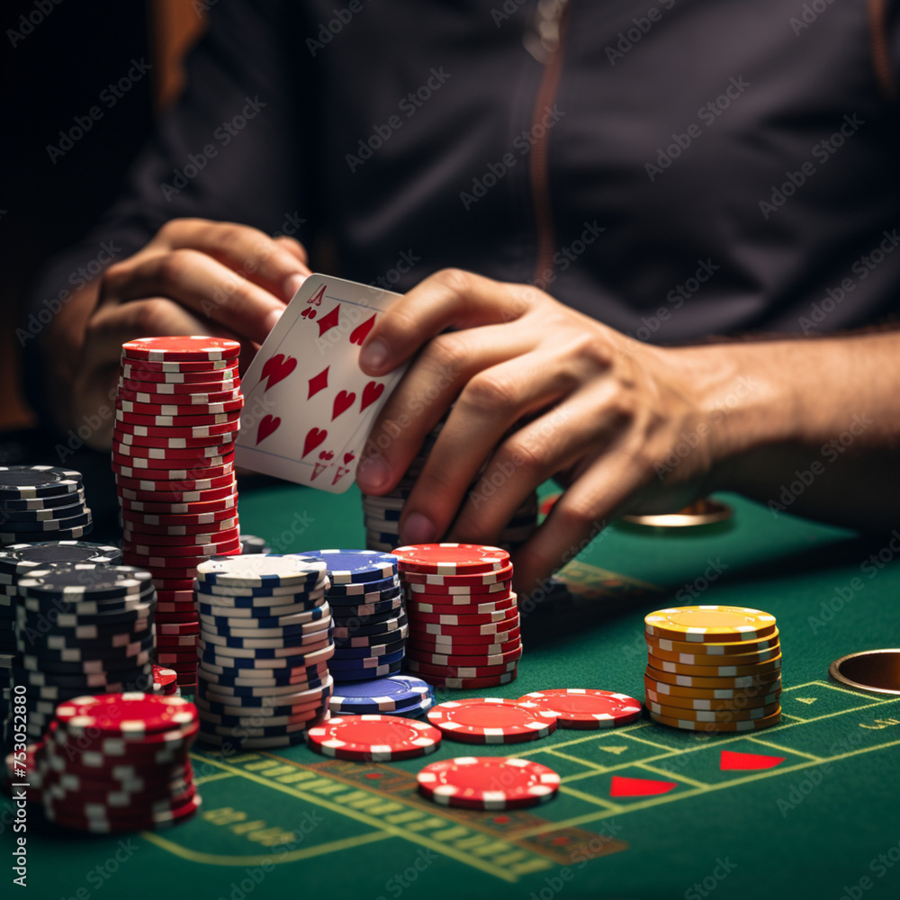 Man playing poker in the casino. Man playing poker in the casino.