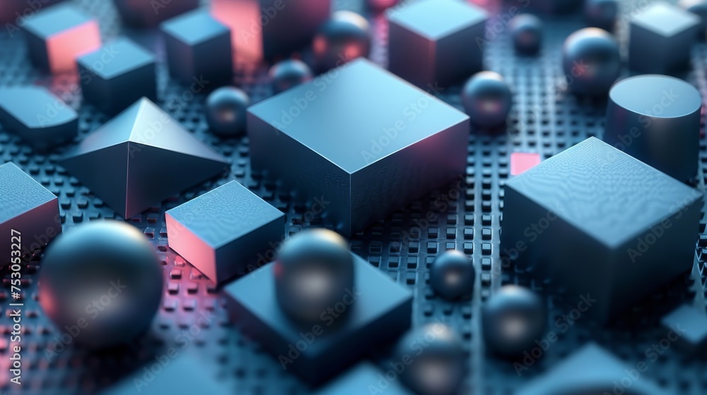 A futuristic 3D geometric shapes background A futuristic 3D geometric shapes background
