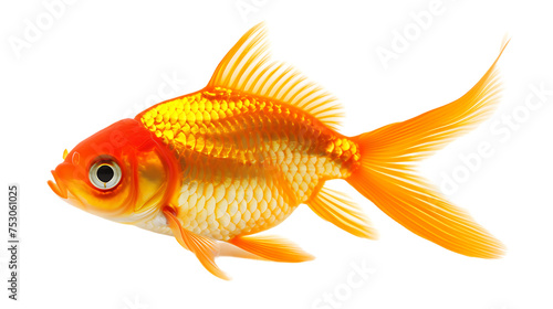 Golden fish isolated on transparent background