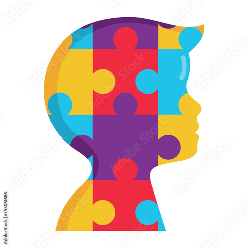 autism puzzle in child shape