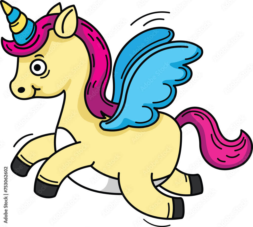 Hand drawn unicorn character illustration, vector Hand drawn unicorn character illustration, vector