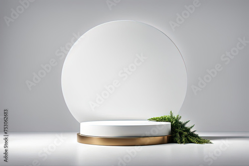 3d realistic white podium. Great for advertising banners, product or product presentations, cosmetics. Stage, podium, pedestal.