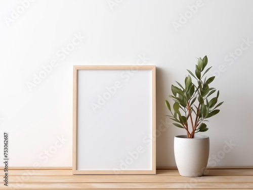 Vertical Empty Canvas Mockup on White Wall © Lucas
