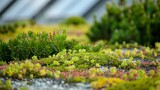 Sedum, mosses and low plants for a rock garden or extensive green roof
