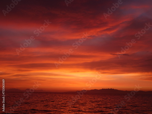 bodrum sunset scenery mediterranean sea aegean coast of turkey  © underocean
