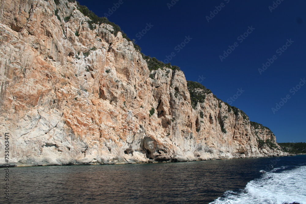 Turquoise water in the beautiful Orosei Gulf  in Sardinia, Italy