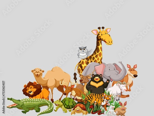 A set of animal  giraffe and animals  animal zoo  
