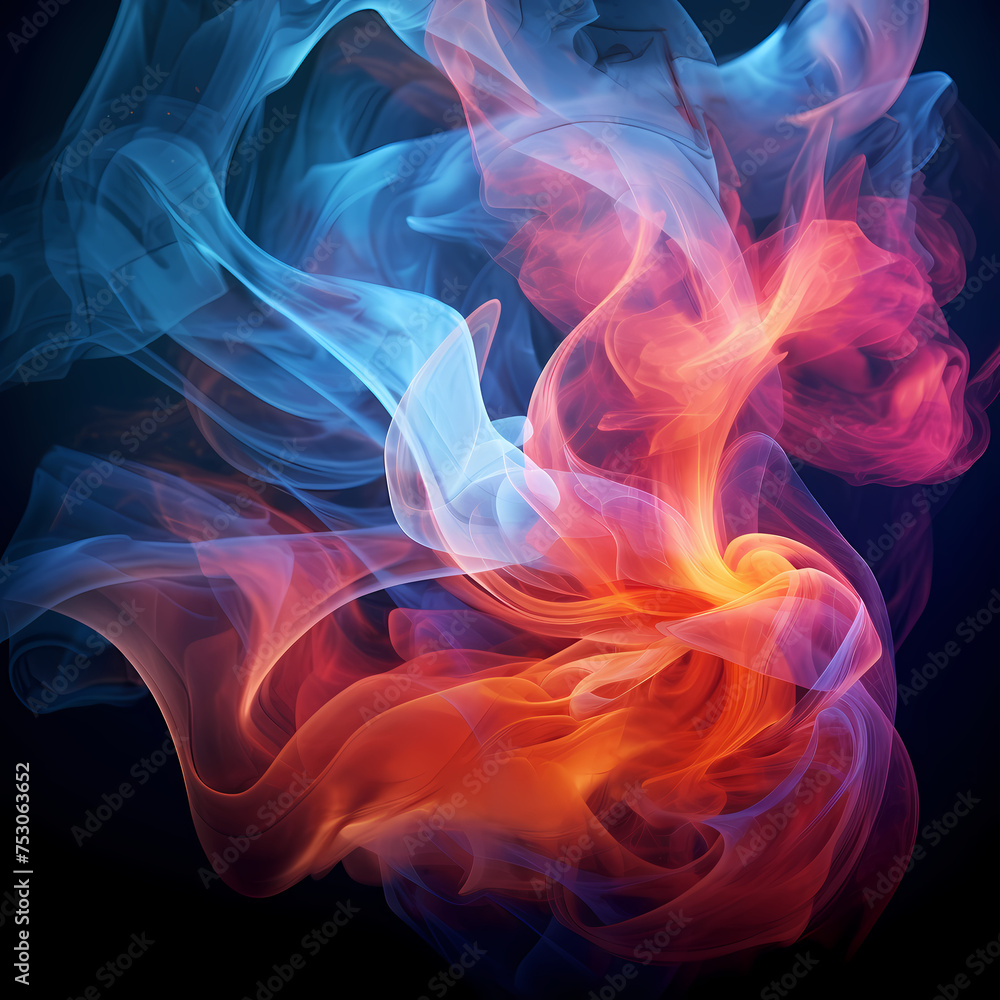Abstract art using smoke and light.