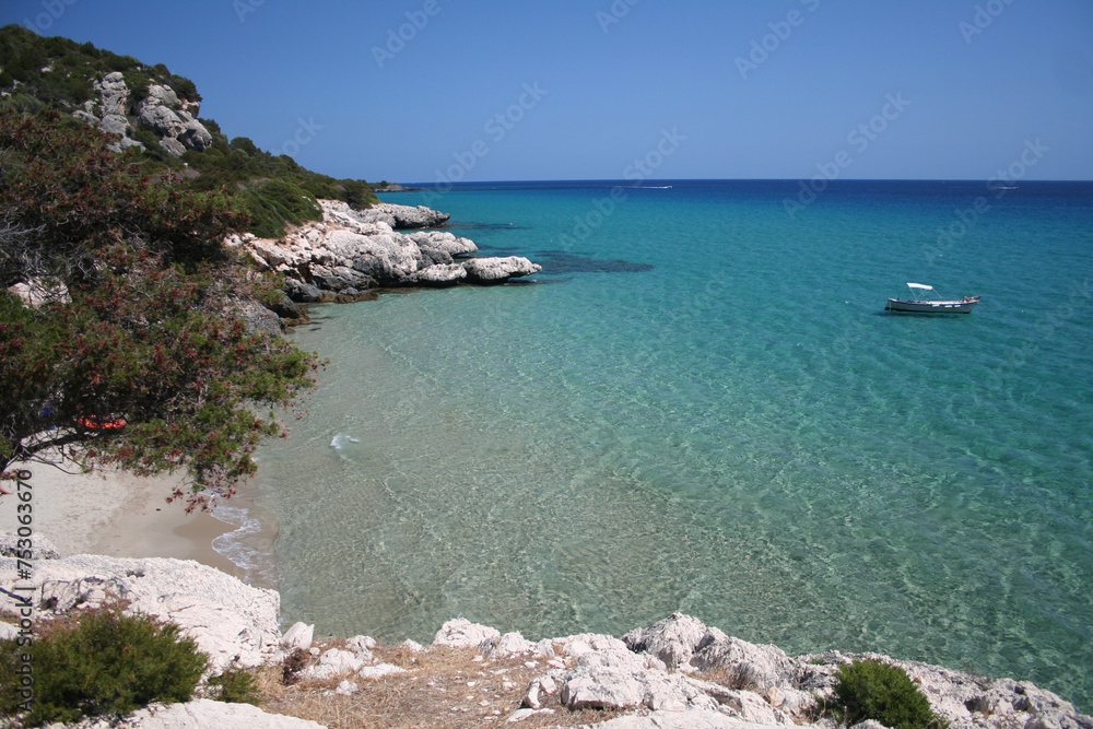 The beautiful beach of Cala Cartoe in Orosei Gulf in Sardinia, Italy