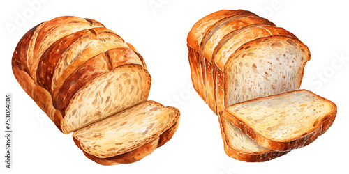 Wallpaper Mural set of two fresh toast sliced bread clipart breakfast snack watercolor illustration on transparent background Torontodigital.ca