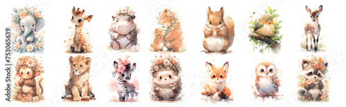 Enchanting Collection of Baby Animals Adorned with Beautiful Flowers, Capturing the Essence of Innocence and Nature’s Beauty