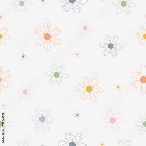 Seamless hand drawn pastel floral pattern background vector illustration for fashion fabric wallpaper wrapping and print design 