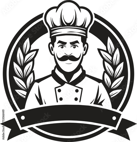 Vector logo chef black color silhouette