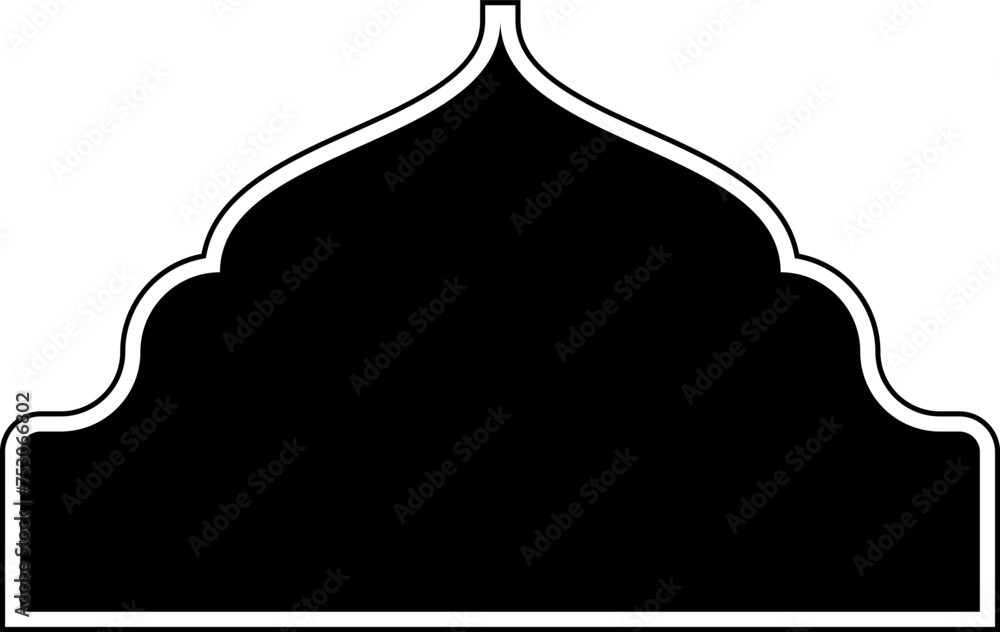 Islamic Dome Design Glyph with outline Black filled silhouettes Design pictogram symbol visual illustration