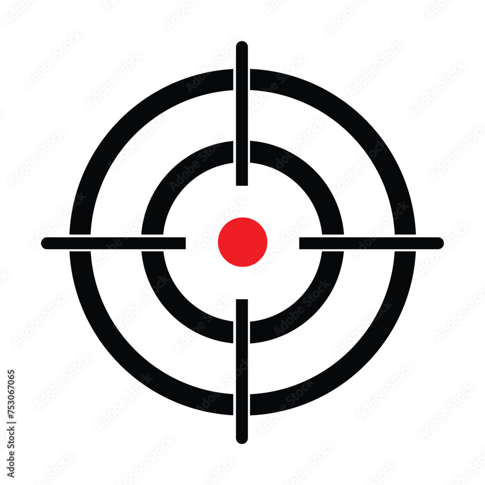 Target - black isolated cross hair target with red center, vector illustration Target - black isolated cross hair target with red center, vector illustration