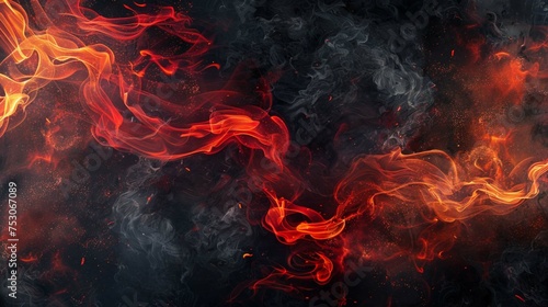 Black and Red Smoky and Fire Sparks Background