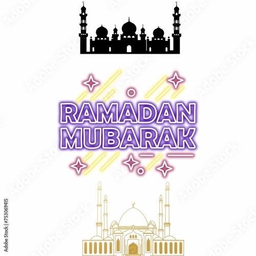 Ramadan Mubarak for masjid with beautiful fount beautiful white background     photo